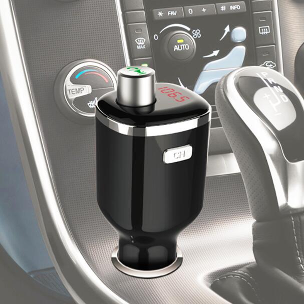 BC23 LED Monitor FM Transmitter Wireless Bluetooth Hands-free Car Kit with Dual-USB Ports Car Charger