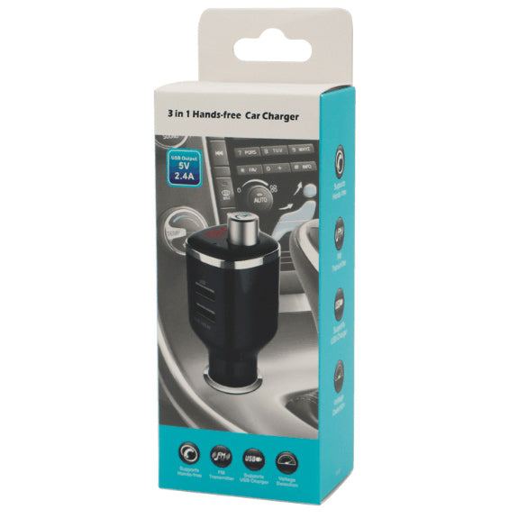 BC23 LED Monitor FM Transmitter Wireless Bluetooth Hands-free Car Kit with Dual-USB Ports Car Charger