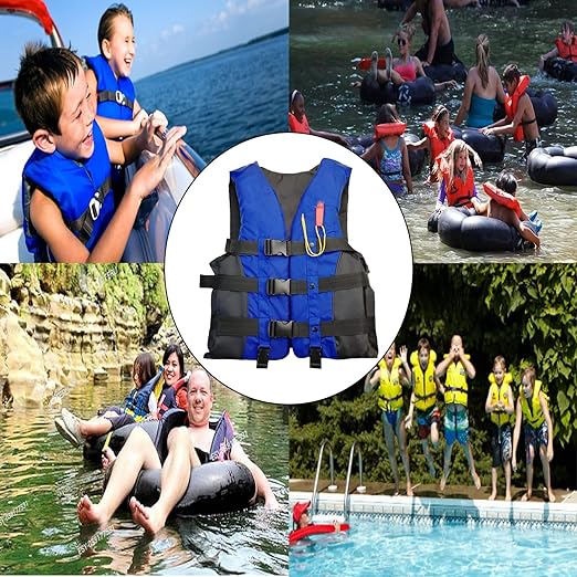 UNIQKART Swimming Jacket Life Jacket Personal Flotation Adult Safety Life Jacket Swim Jacket Floating Vest for Swimming Boating with Whistle Blue