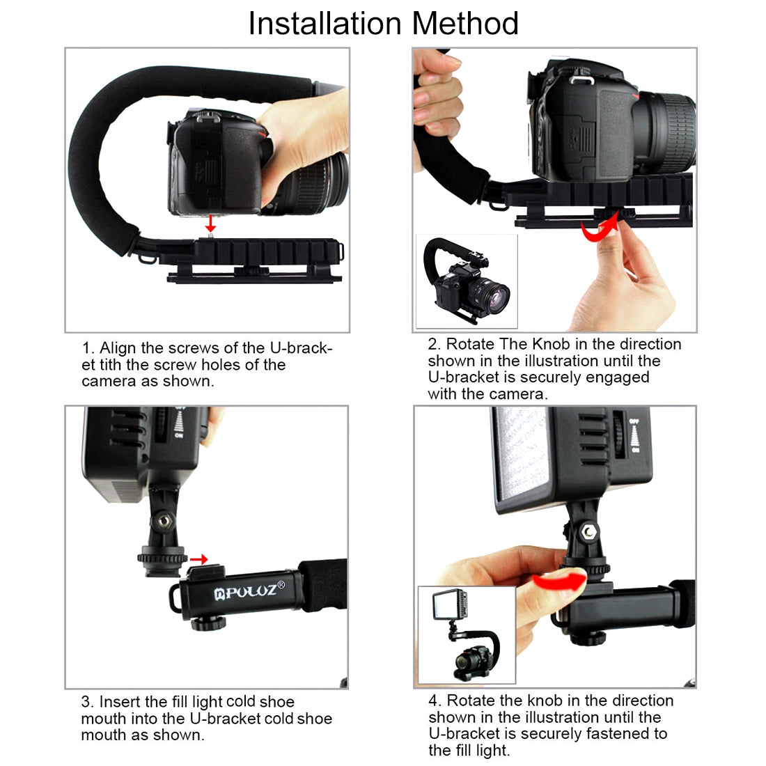 Puluz PU3006 U Shape Stabilizing Handle Bracket for DV Camcorder, DSLR Camera