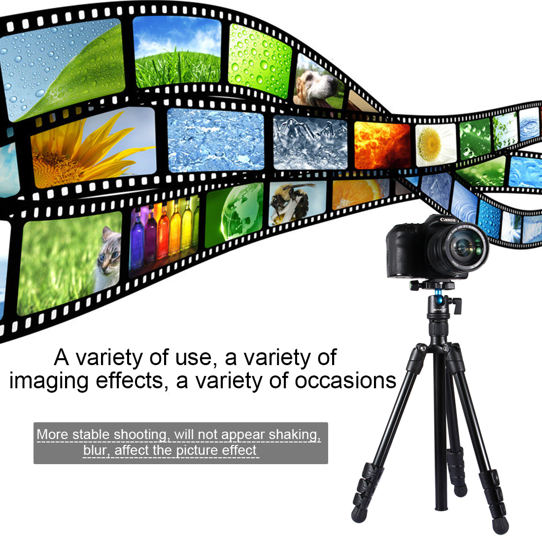 Puluz PU3009 Portable Aluminum Alloy Camera Tripod with Adjustable Leg Height 36~92cm for Sony, Nikon, Canon DSLR Cameras