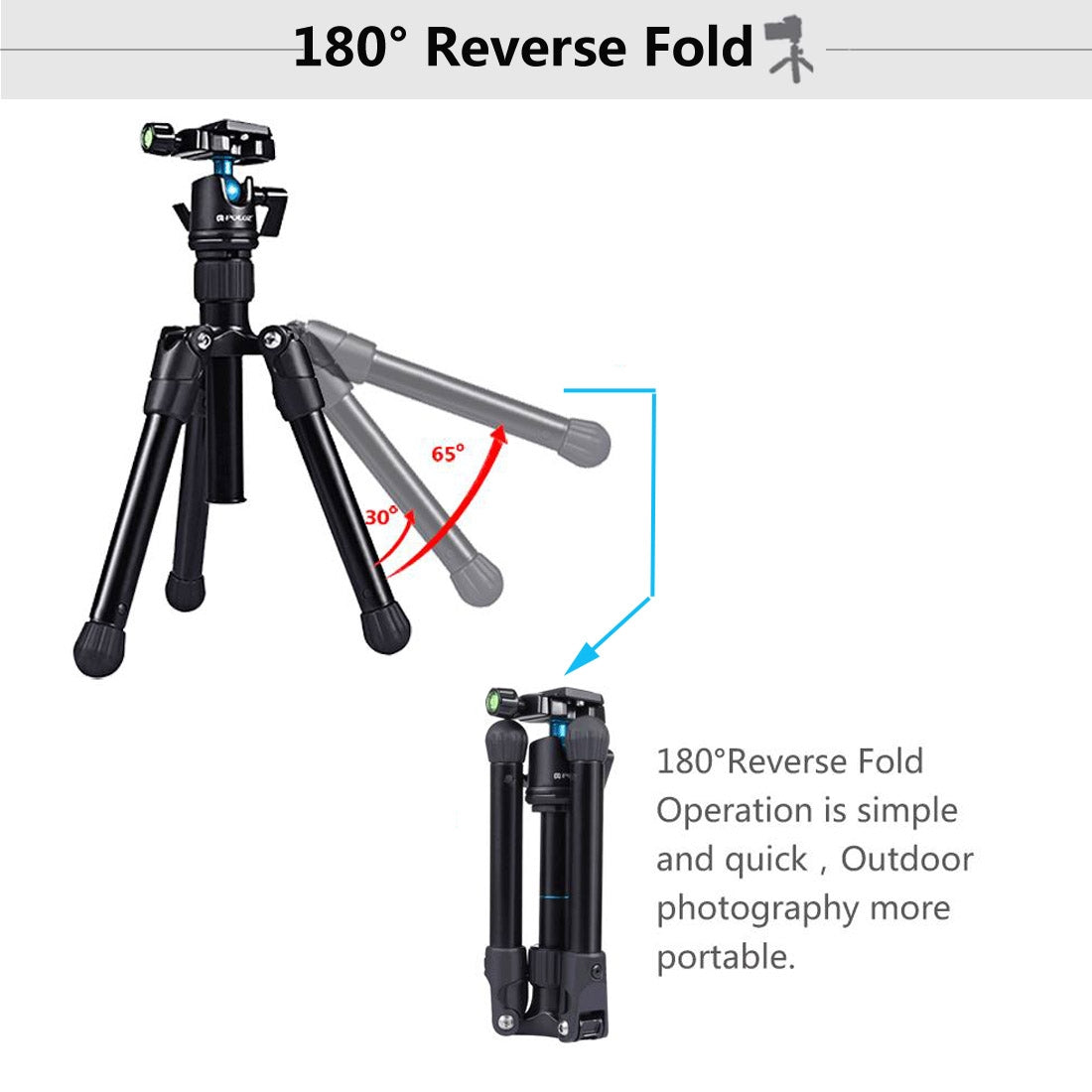 PULUZ PU3001 Professional Portable 360° Rotatable Camera Tripod
