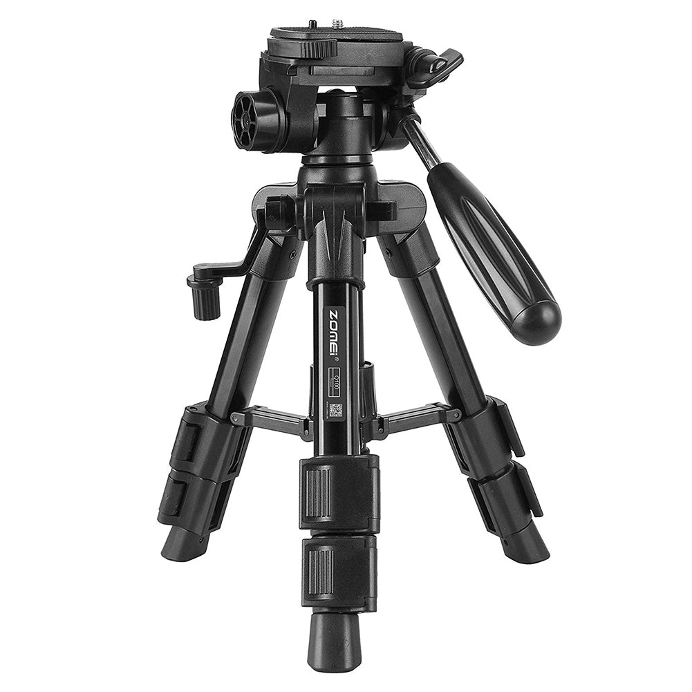 Zomei Q100 Portable Aluminum Alloy Mini Travel Camera Tabletop Tripod Lampstand - Black