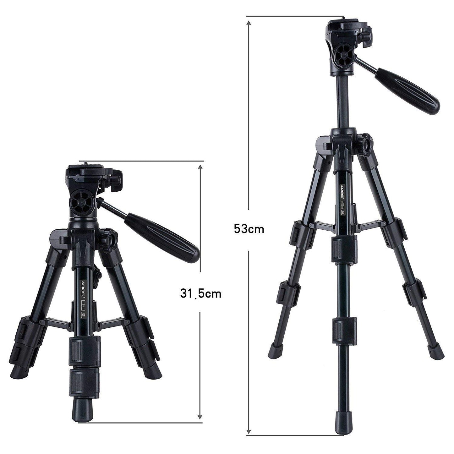 Zomei Q100 Portable Aluminum Alloy Mini Travel Camera Tabletop Tripod Lampstand - Black