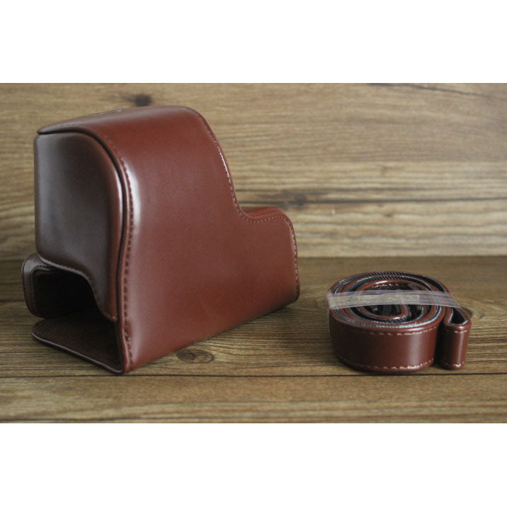 Detachable PU Leather Camera Case Bag Cover with Shoulder Strap for Sony A5000/A5100/NEX3N - Coffee