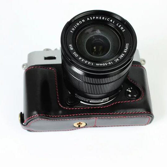 Protective PU Leather Half Camera Case Bag Cover for Fujifilm XT10 / XT20 Camera - Black