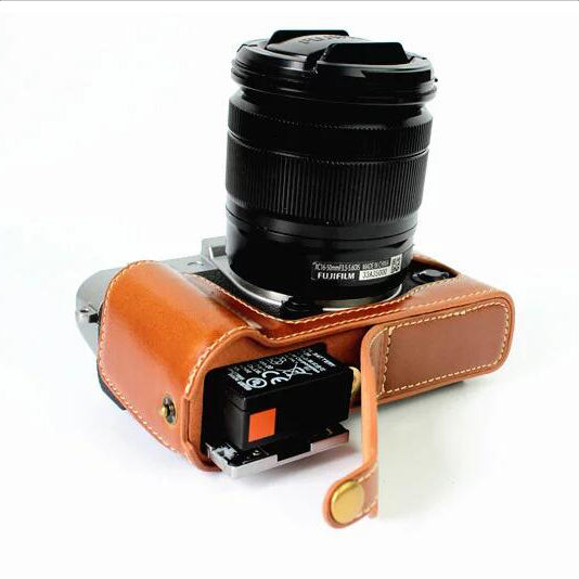 PU Leather Half Bottom Camera Case Cover Protector for Fujifilm XT10 / XT20 Camera - Brown