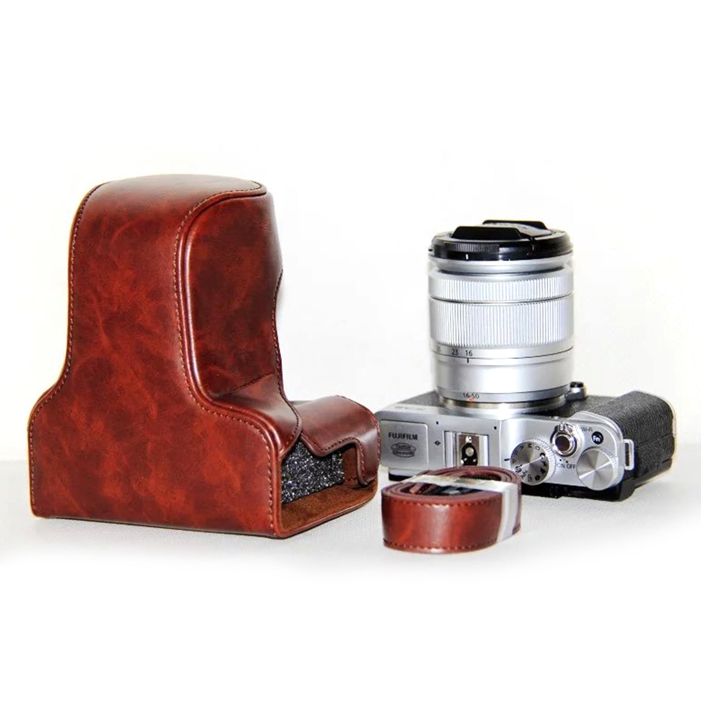 PU Leather Camera Protective Cover Case with Shoulder Strap for Fujifilm XM1/XA2/XA1 - Coffee
