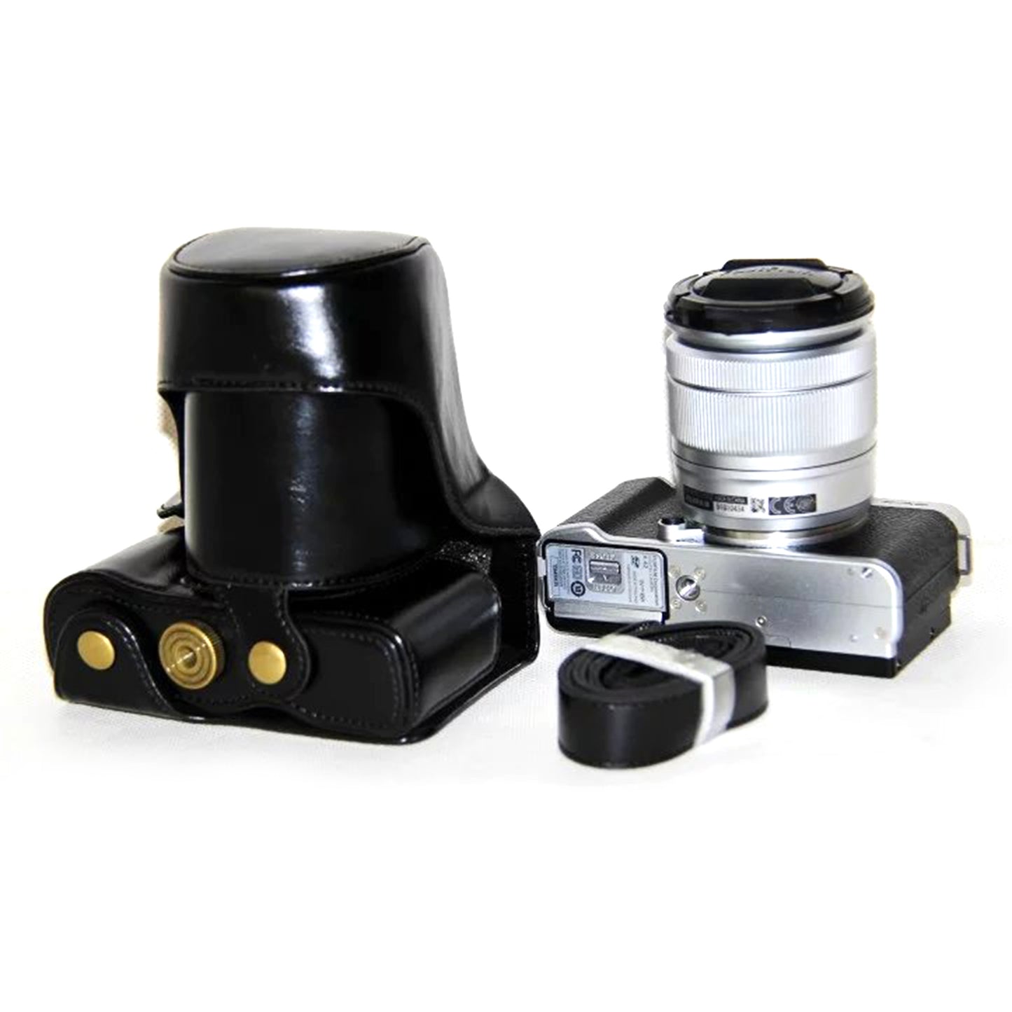 Uniqkart for Fujifilm XM1/XA2/XA1 Protective Leather Case Cover with Shoulder Strap - Black