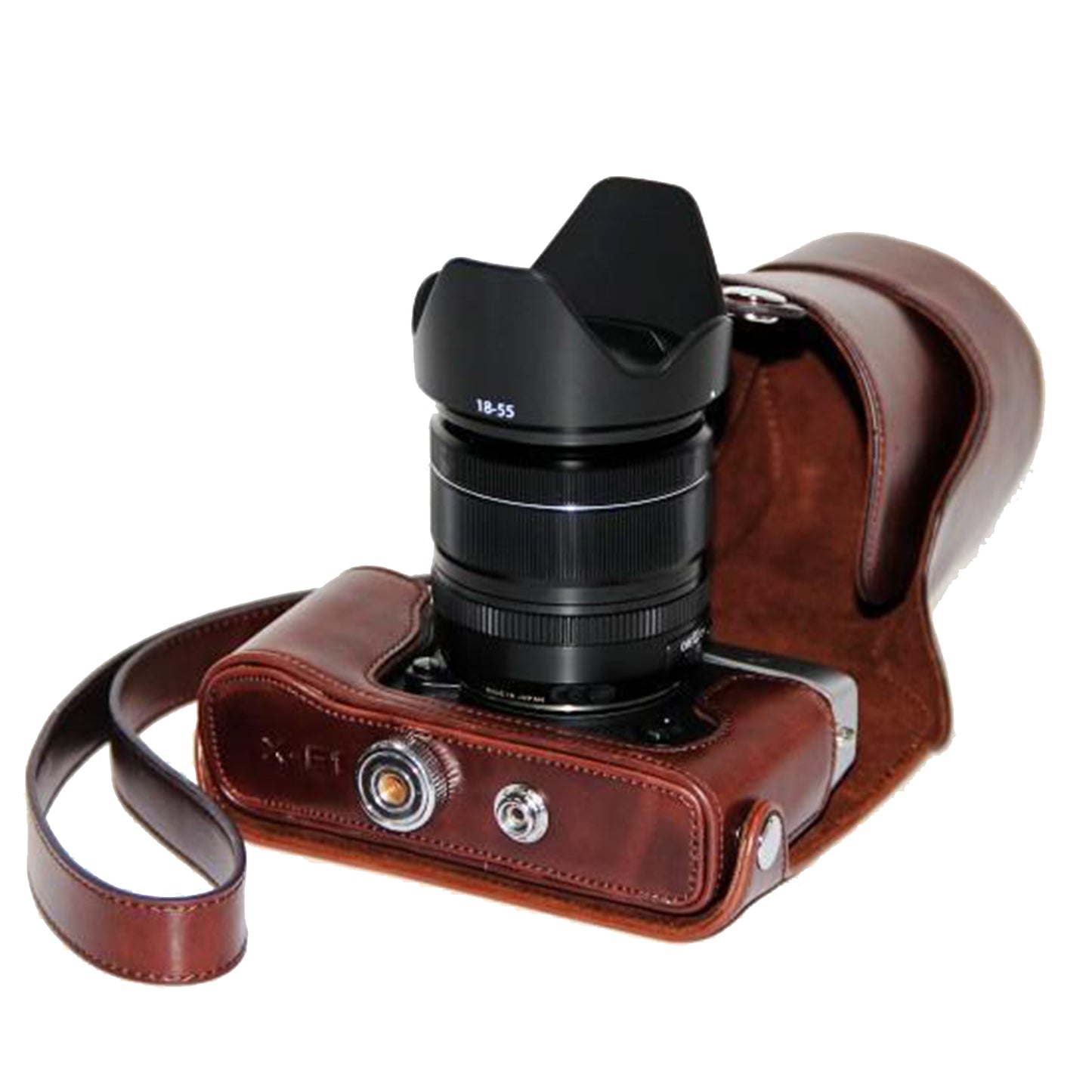 PU Leather Camera Protective Bag + Strap for Fujifilm X-E1/X-E2 - Coffee