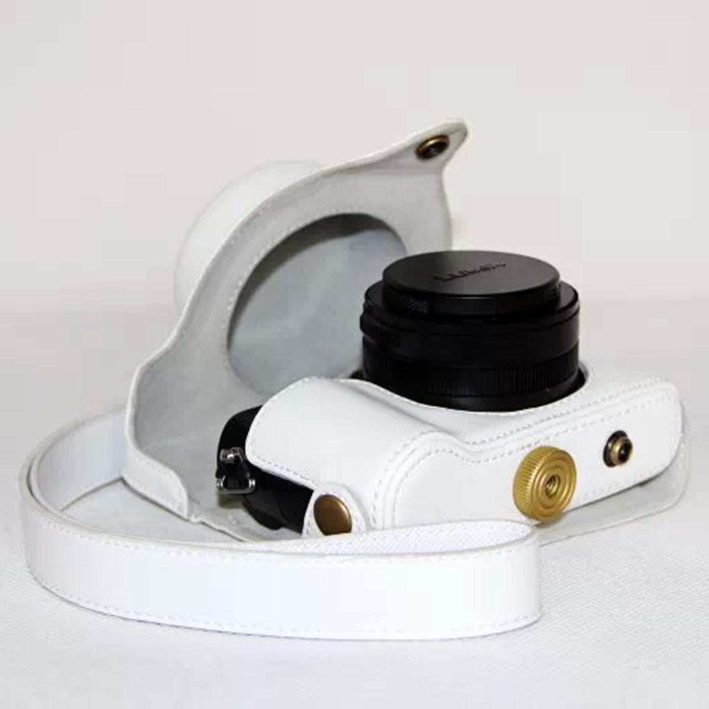 Protective Leather Camera Cover Bag with Strap for Panasonic LX100 - White