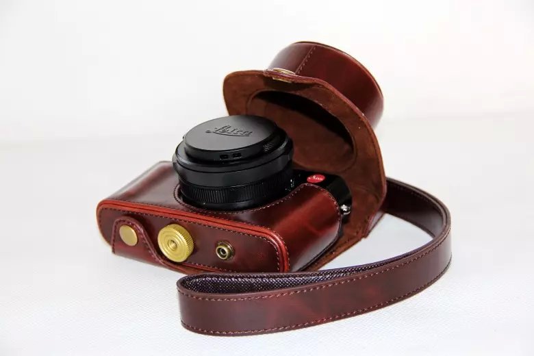 PU Leather Camera Protective Cover + Strap for Leica D-LUX (Typ 109) Digital Camera - Coffee