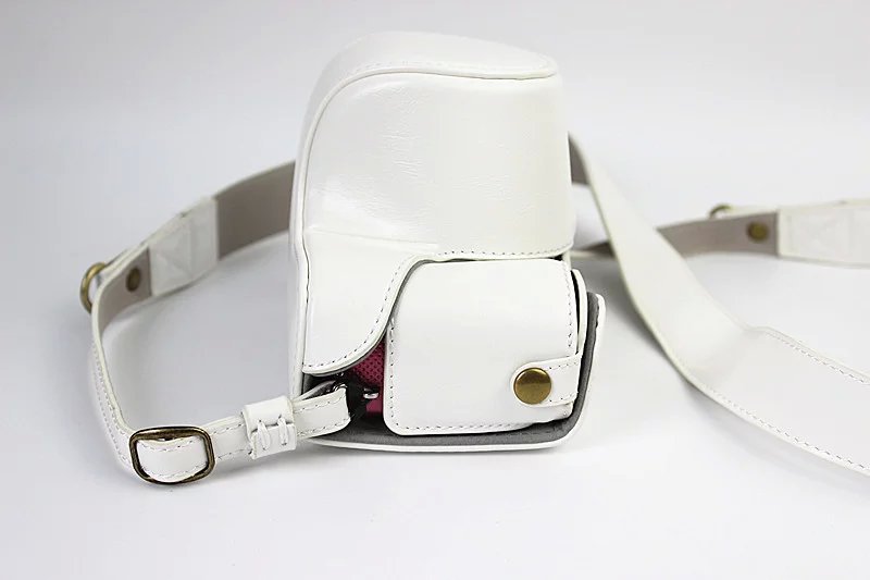 PU Leather Camera Cover + Strap for Sony NEX-3N/Alpha a5000/Alpha a5100 with 16-50mm Lens - White