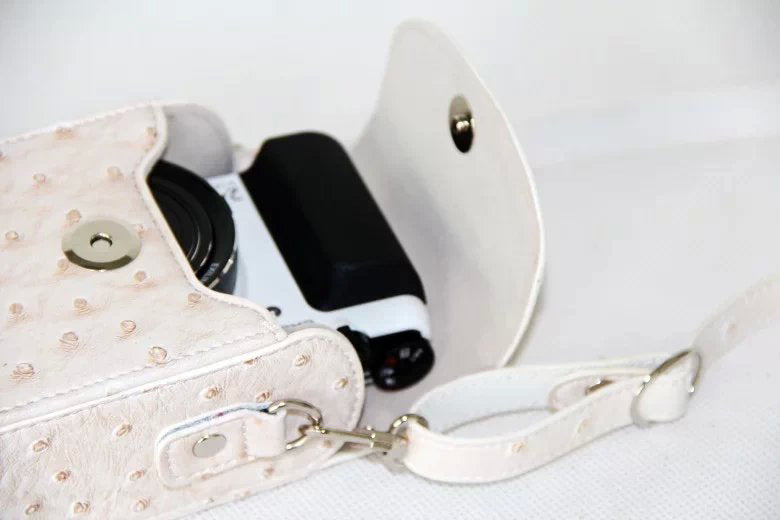 Ostrich Texture Vertical Flip Leather Protective Case Holder Bag for Casio ZR1000/ZR1200/ZR1500/ZR3500 - White