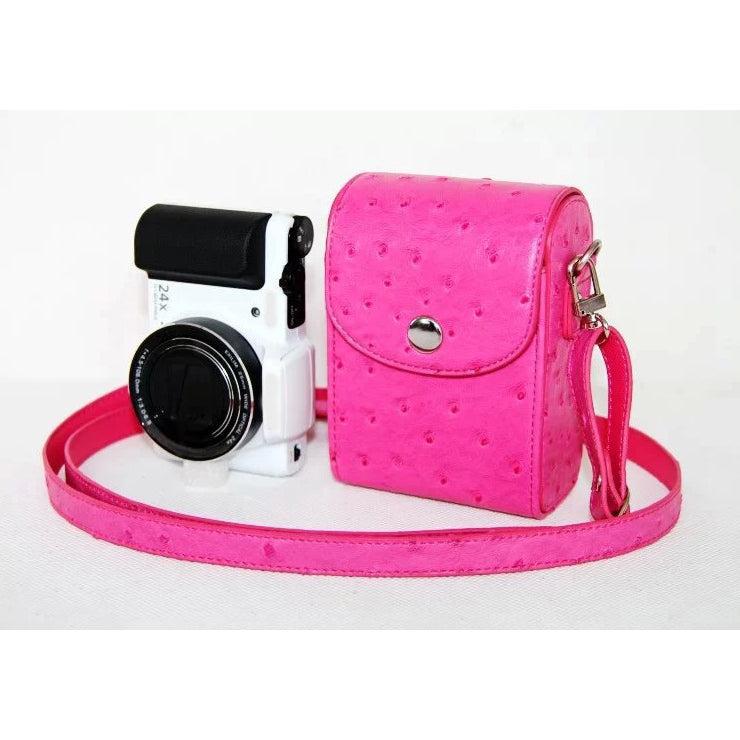 Ostrich Texture Leather Vertical Flip Protective Pouch Bag for Casio ZR1000/ZR1200/ZR1500/ZR3500 - Rose