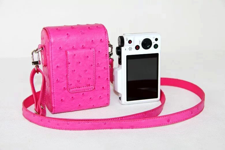 Ostrich Texture Leather Vertical Flip Protective Pouch Bag for Casio ZR1000/ZR1200/ZR1500/ZR3500 - Rose