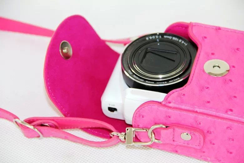 Ostrich Texture Leather Vertical Flip Protective Pouch Bag for Casio ZR1000/ZR1200/ZR1500/ZR3500 - Rose