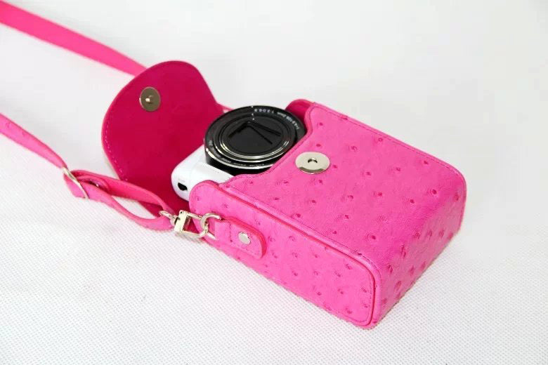 Ostrich Texture Leather Vertical Flip Protective Pouch Bag for Casio ZR1000/ZR1200/ZR1500/ZR3500 - Rose