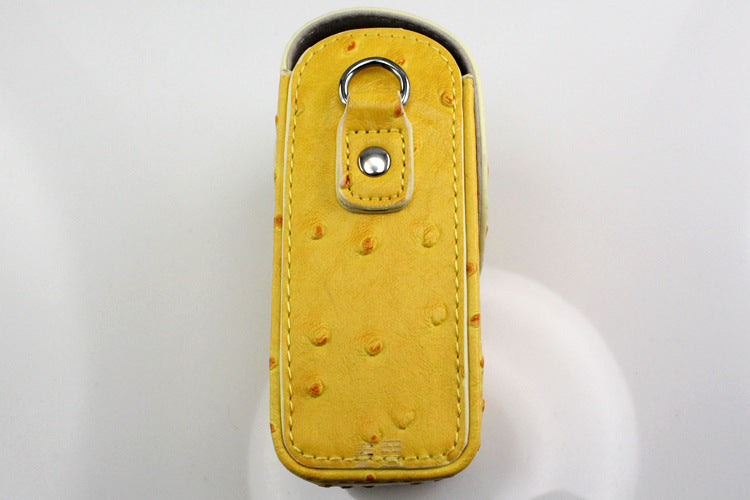 Ostrich Texture Leather Vertical Flip Portective Shoulder Bag for Casio ZR1000/ZR1200/ZR1500/ZR3500 - Yellow