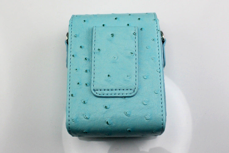 Ostrich Texture Vertical Flip Leather Protective Camera Case for Casio ZR1000/ZR1200/ZR1500/ZR3500 - Blue