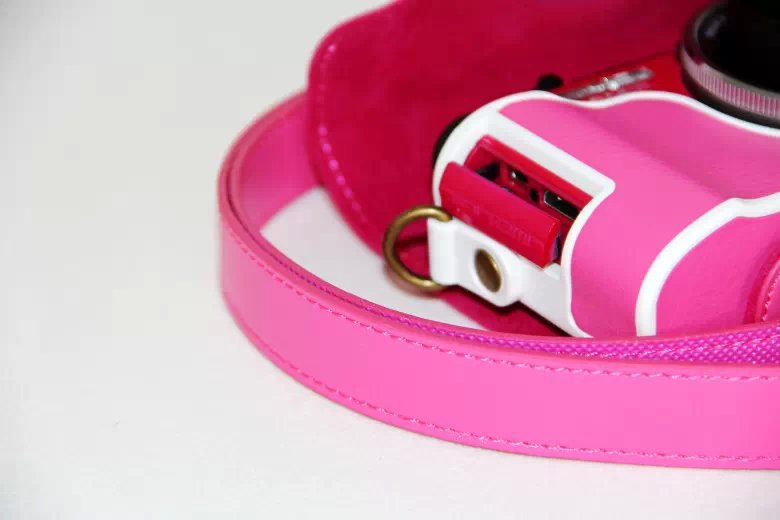 Protective Leather Camera Shell with Shoulder Strap for Casio ZR1000/1200/1100/1500 - Rose