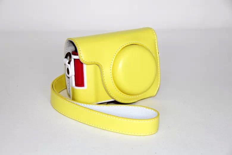 Protective Leather Camera Case + Shoulder Strap for Casio ZR1000/1200/1100/1500 - Yellow