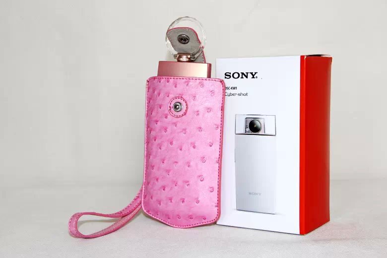 Ostrich Texture Vertical Leather Sleeve Pouch for Casio TR500 Sony KW1 - Pink