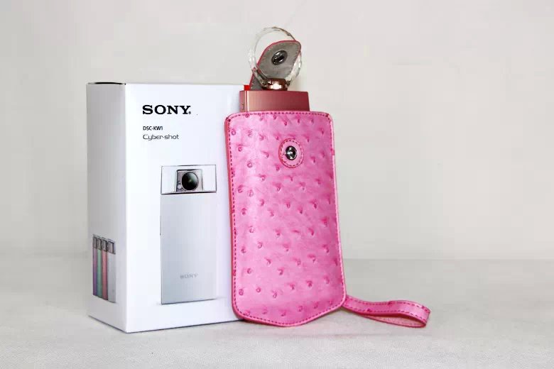 Ostrich Texture Vertical Leather Sleeve Pouch for Casio TR500 Sony KW1 - Pink
