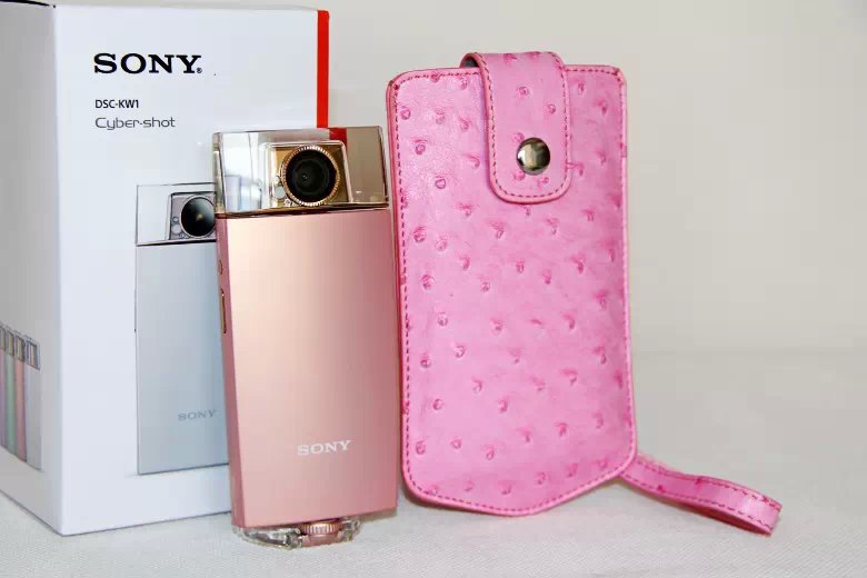 Ostrich Texture Vertical Leather Sleeve Pouch for Casio TR500 Sony KW1 - Pink