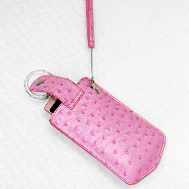 Ostrich Texture Vertical Leather Sleeve Pouch for Casio TR500 Sony KW1 - Pink