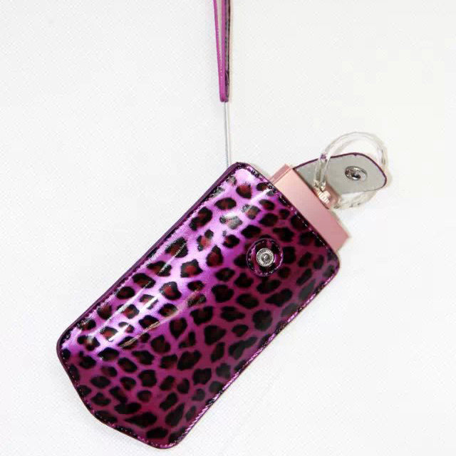 Leopard Texture PU Leather Camera Vertical Pouch for Sony KW1, Casio TR550/500/350/350s/600 - Purple