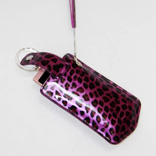 Leopard Texture PU Leather Camera Vertical Pouch for Sony KW1, Casio TR550/500/350/350s/600 - Purple