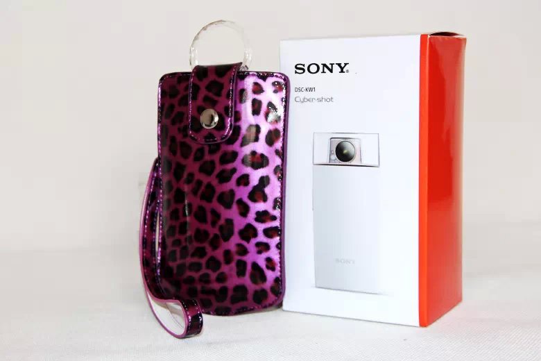 Leopard Texture PU Leather Camera Vertical Pouch for Sony KW1, Casio TR550/500/350/350s/600 - Purple