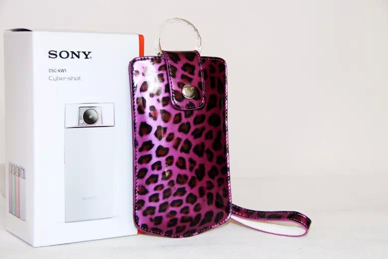 Leopard Texture PU Leather Camera Vertical Pouch for Sony KW1, Casio TR550/500/350/350s/600 - Purple