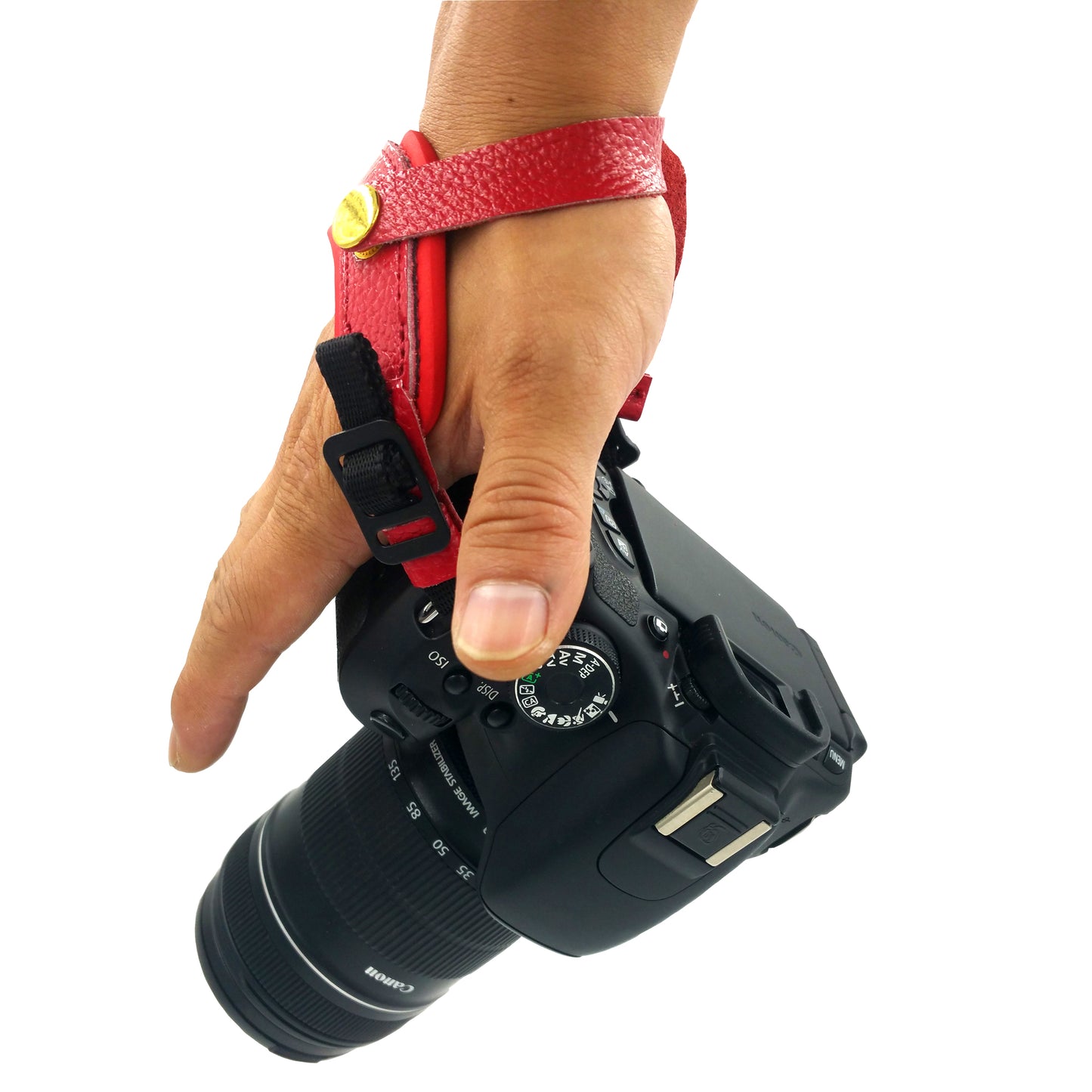 Genuine Leather Camera Wrist Strap Hand Grip for DSLR or SLR Camera - Red