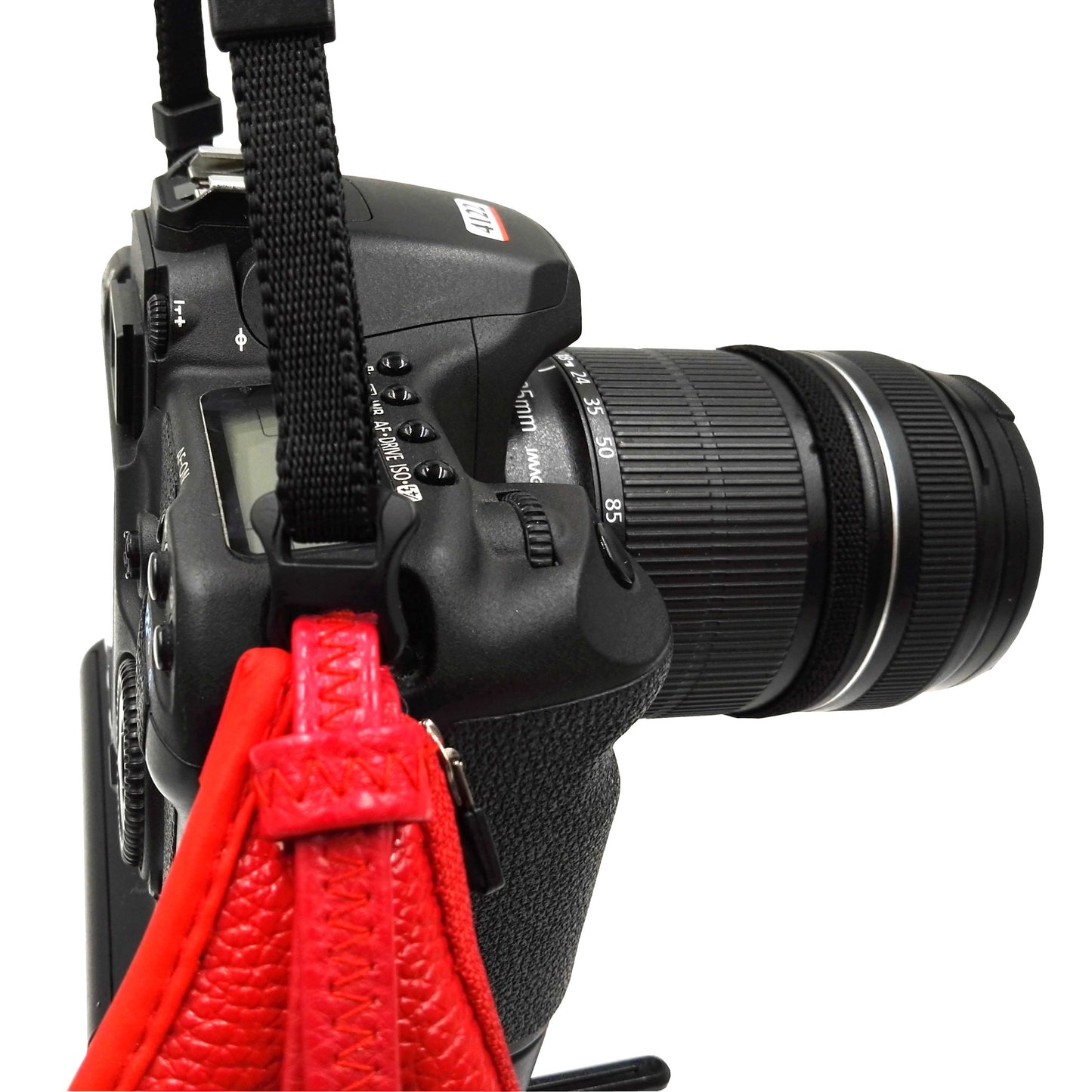 JM-KM-16N Genuine Leather Wrist Strap Grip with Eye Shade for DSLR SLR Cameras - Red