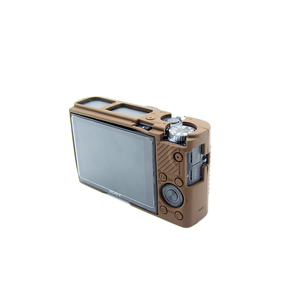 Soft Silicone Protective Housing Case Shell for Sony RX100 III / IV/ IIV - Brown