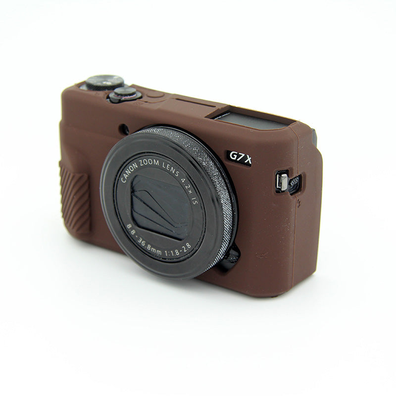 Soft Silicone Protective Housing Cover for Canon G7X Mark II - Coffee
