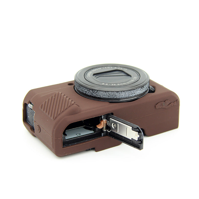 Soft Silicone Protective Housing Cover for Canon G7X Mark II - Coffee