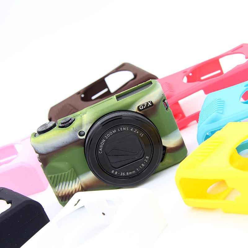 Soft Silicone Protective Housing Cover for Canon G7X Mark II - Coffee
