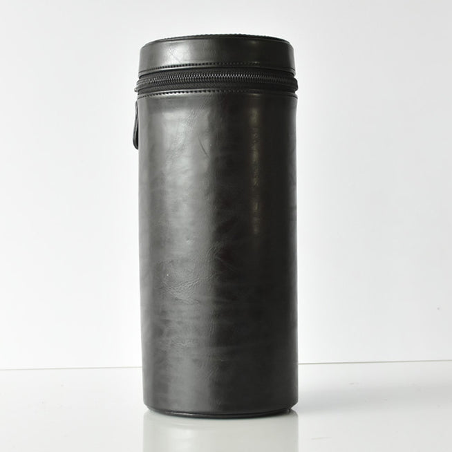Camera Lens Bag Lens Pocket PU Leather Case for Nikon Canon Sony Fujifilm etc - Size: L / Black