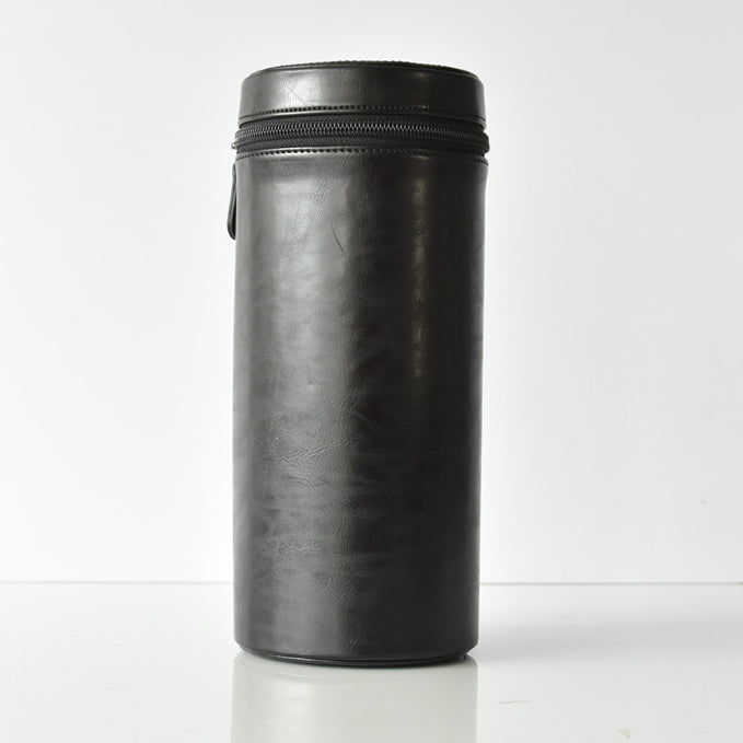 Camera Lens Bag Lens Pocket PU Leather Case for Nikon Canon Sony Fujifilm etc - Size: L / Black