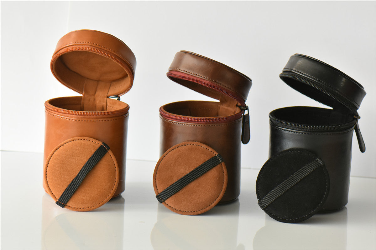 Camera Lens Bag Lens Pocket PU Leather Case for Nikon Canon Sony Fujifilm etc - Size: S / Black