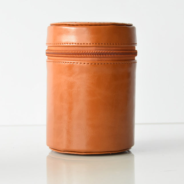 Camera Lens Bag Lens Pocket PU Leather Cover for Nikon Canon Sony Fujifilm etc - Size: S / Brown