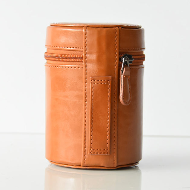 Camera Lens Bag Lens Pocket PU Leather Cover for Nikon Canon Sony Fujifilm etc - Size: S / Brown