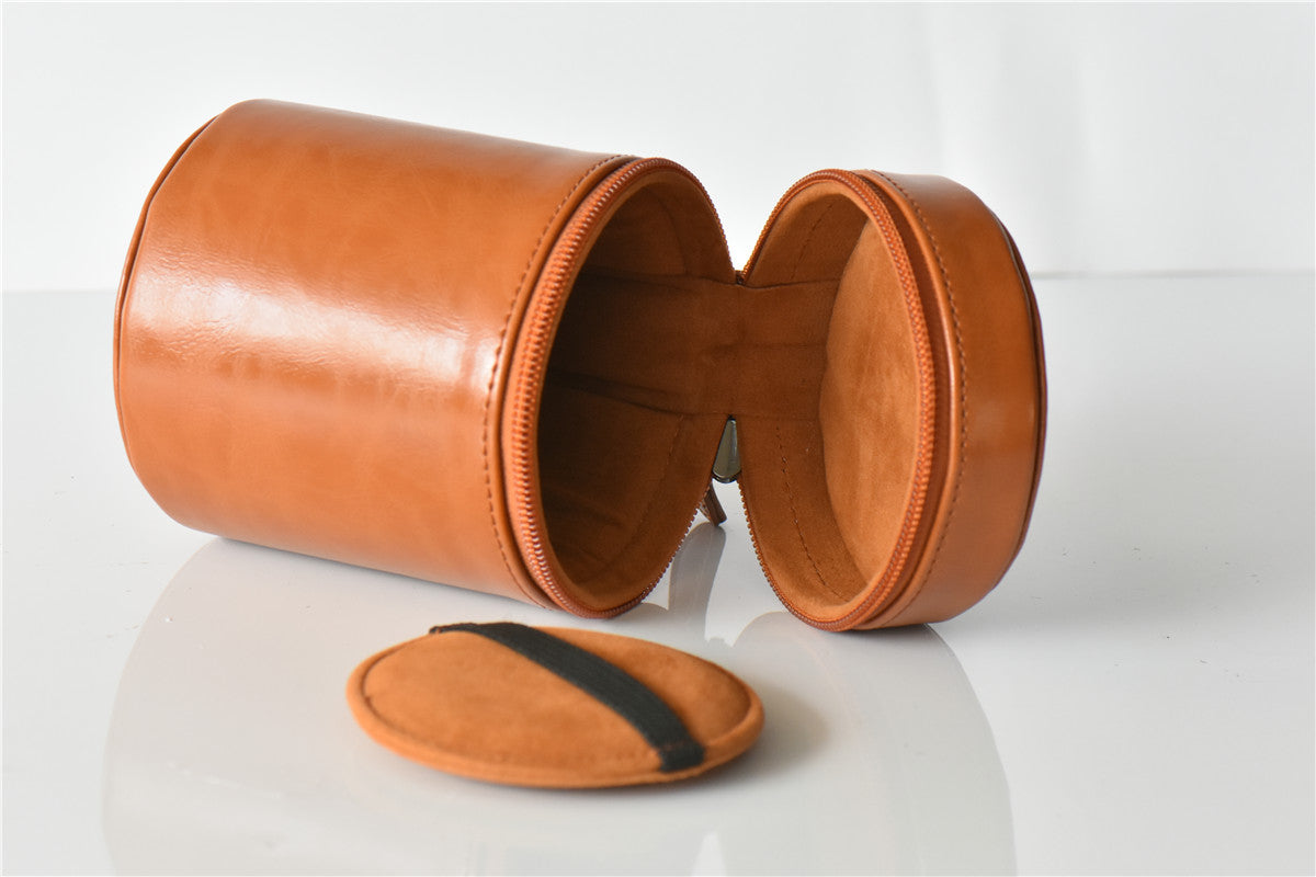 Camera Lens Bag Lens Pocket PU Leather Cover for Nikon Canon Sony Fujifilm etc - Size: S / Brown