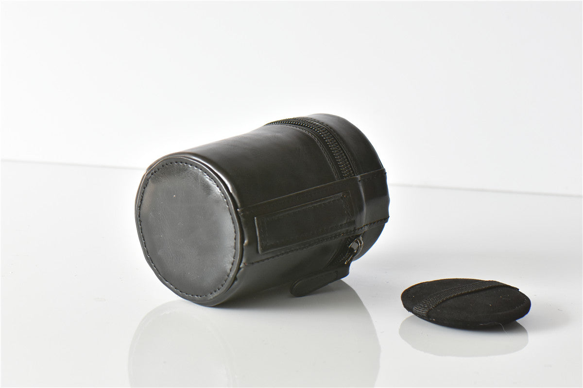 Camera Lens Pocket PU Leather Case for Nikon Canon Sony Fujifilm etc - Size: M / Black