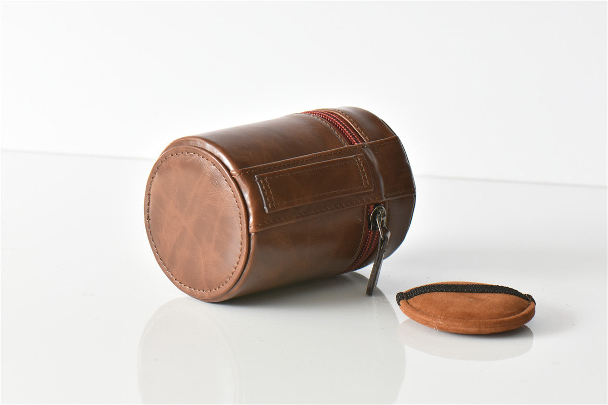 Camera Lens PU Leather Bag Protection Case for Nikon Canon Sony Fujifilm etc - Size: M / Coffee