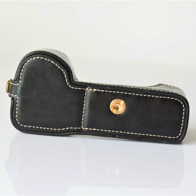 PU Leather Half Bottom Camera Protective Case for Sony A73/A9 - Black