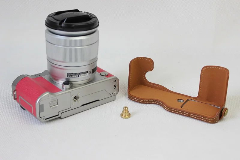 PU Leather Half Bottom Camera Protective Case for Fuji Fujifilm X-A3 XA2 XA3 XA5 XA10 - Brown